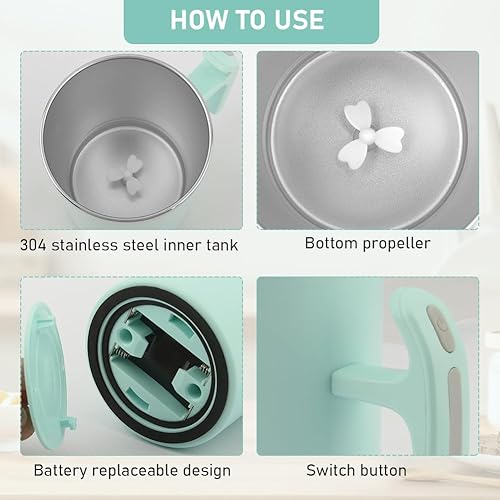 Miniatura 7 de Taza de café autoagitable, taza de café eléctrica automezclable, taza magnética automática portátil de acero inoxidable para café en polvo, leche,