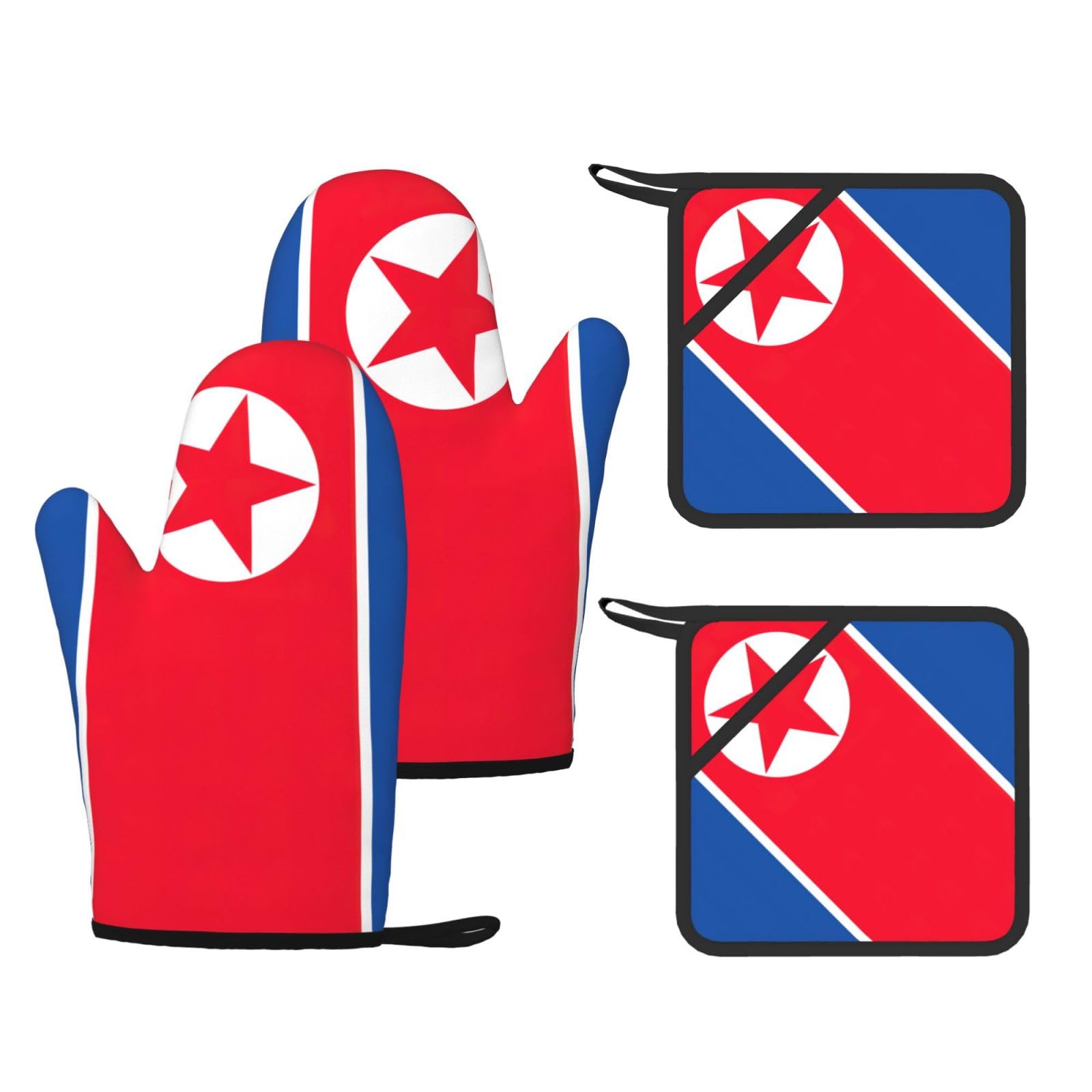 Gants de cuisine en silicone motif drapeau coréen résistant à la chaleur lot de 4