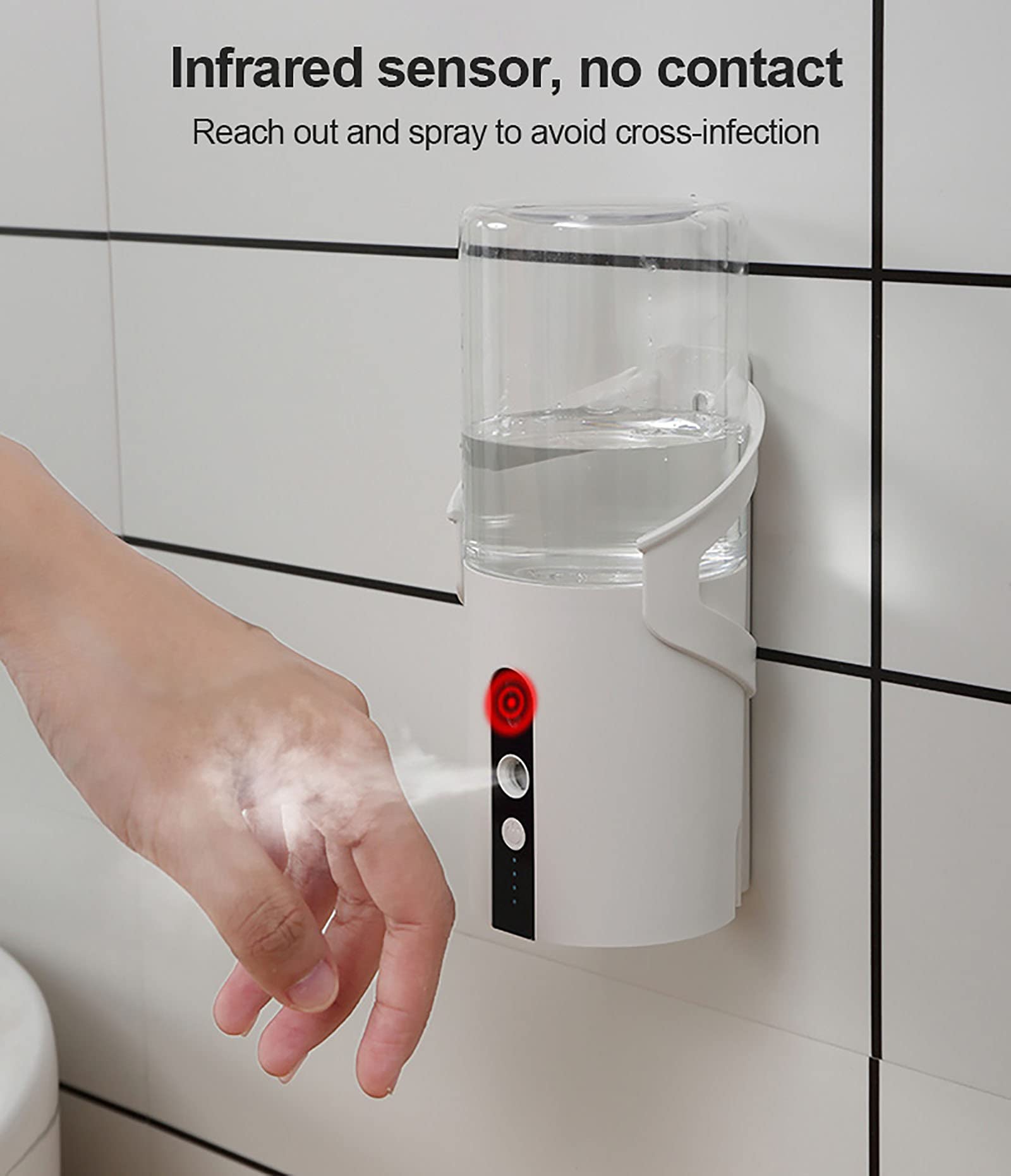 Sterilizzatore Spray a Induzione Intelligente da Appendere alla Parete Sensore Automatico per la Disinfezione Dell'alcol a Infrarossi con Sapone per Le Mani 320 Ml