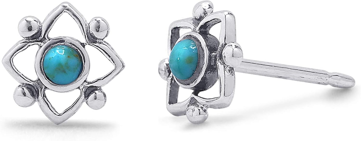 Boma Jewelry Sterling Silver Flower Shaped Dot Stud Earring