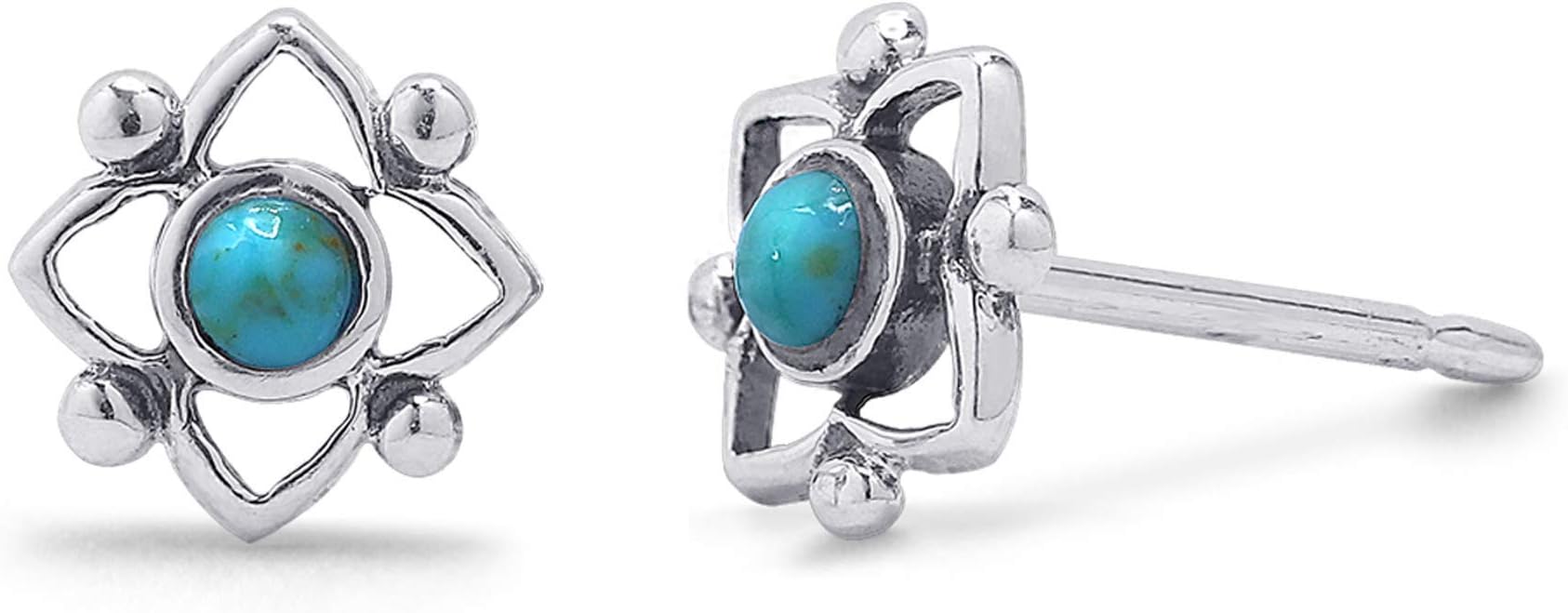 Jewelry Sterling Silver Flower Shaped Dot Stud Earring