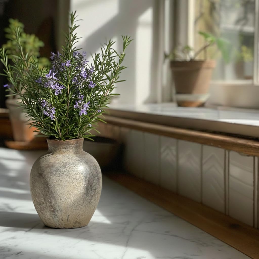 SIDUCAL Ceramiczny Dekoracyjny Wazon Na Kwiaty, 15 cm, Rustykalny Wiejski, Boho Do Dekoracji Domu, Biały Z Terakoty Na Stół, Do Salonu, Łazienki, Półki, Dekoracji Kominka