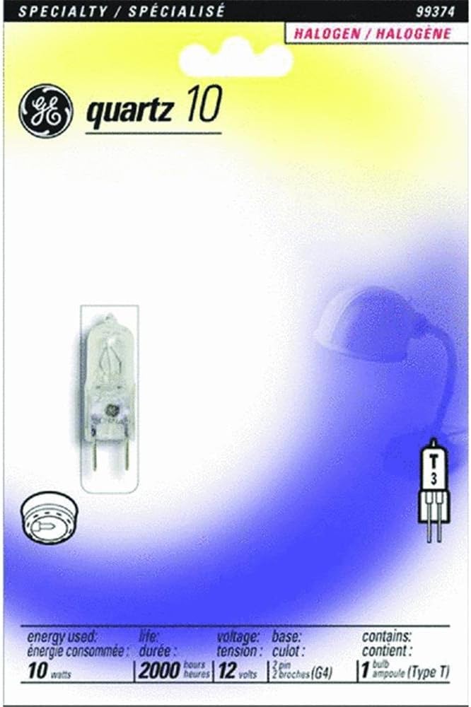 GE 97668 10-Watt 140-Lumen Specialty T3 Halogen Light Bulb, Clear