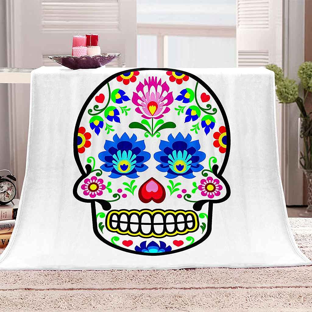 Couverture microfibre douce crâne coloré 3D chaude en toutes saisons