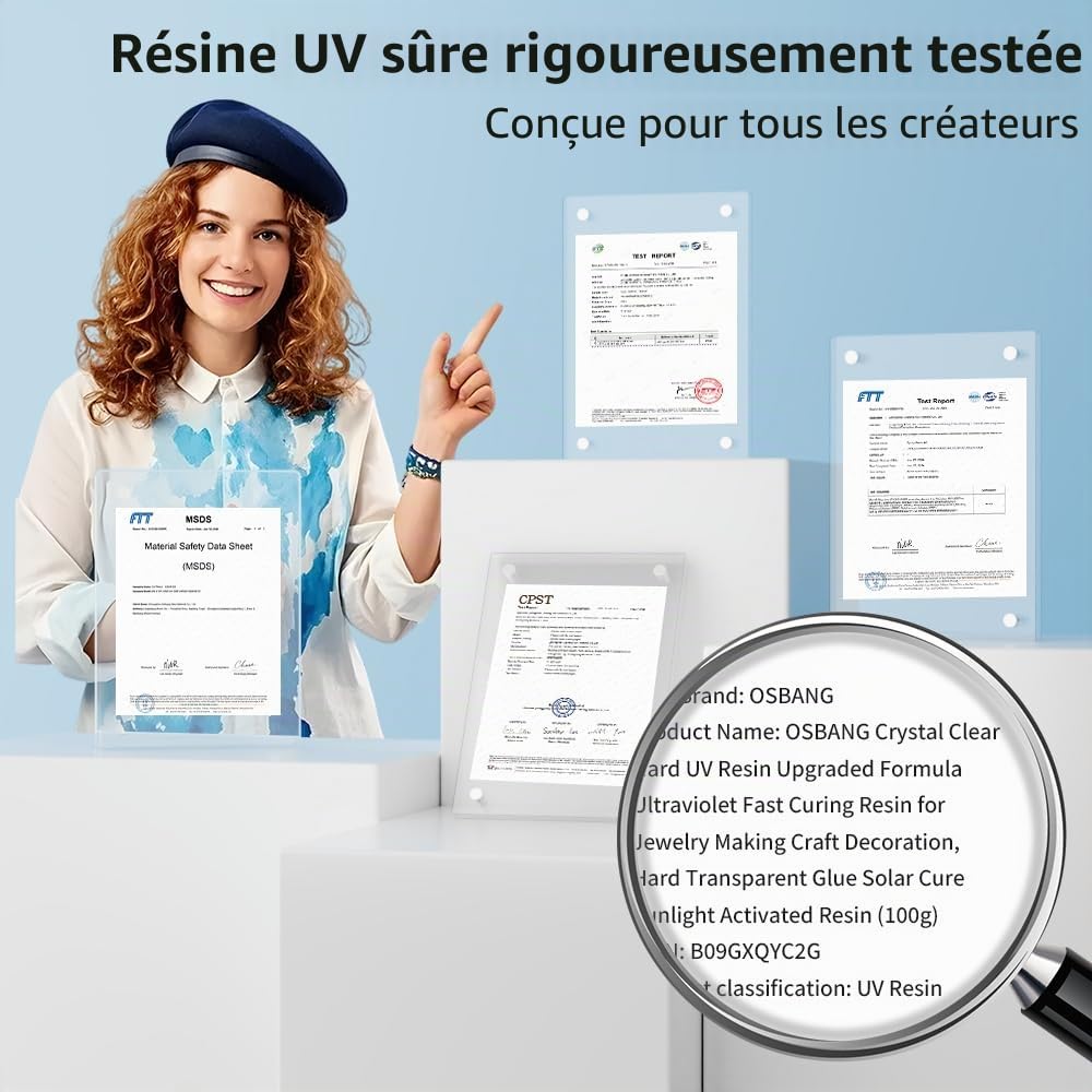 Résine UV dure cristalline, formule améliorée, résine à durcissement rapide UV, fabrication de bijoux, décoration artisanale, colle dure transparente, cicatrisation du soleil, résine active (1000 g)