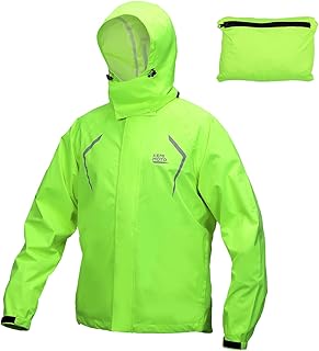 KEMIMOTO Men's Packable Cycling Rain Jacket Waterproof Windproof Running Raincoat Lightweight Rotatable Hood Jacket