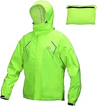 KEMIMOTO Men's Packable Cycling Rain Jacket Waterproof Windproof Running Raincoat Lightweight Rotatable Hood Jacket