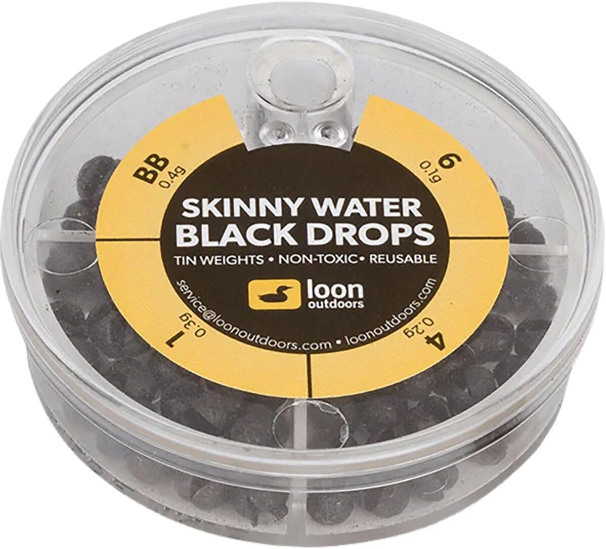 Loon Outdoors Black Drops Split Shot | 4 Division - Skinny Water