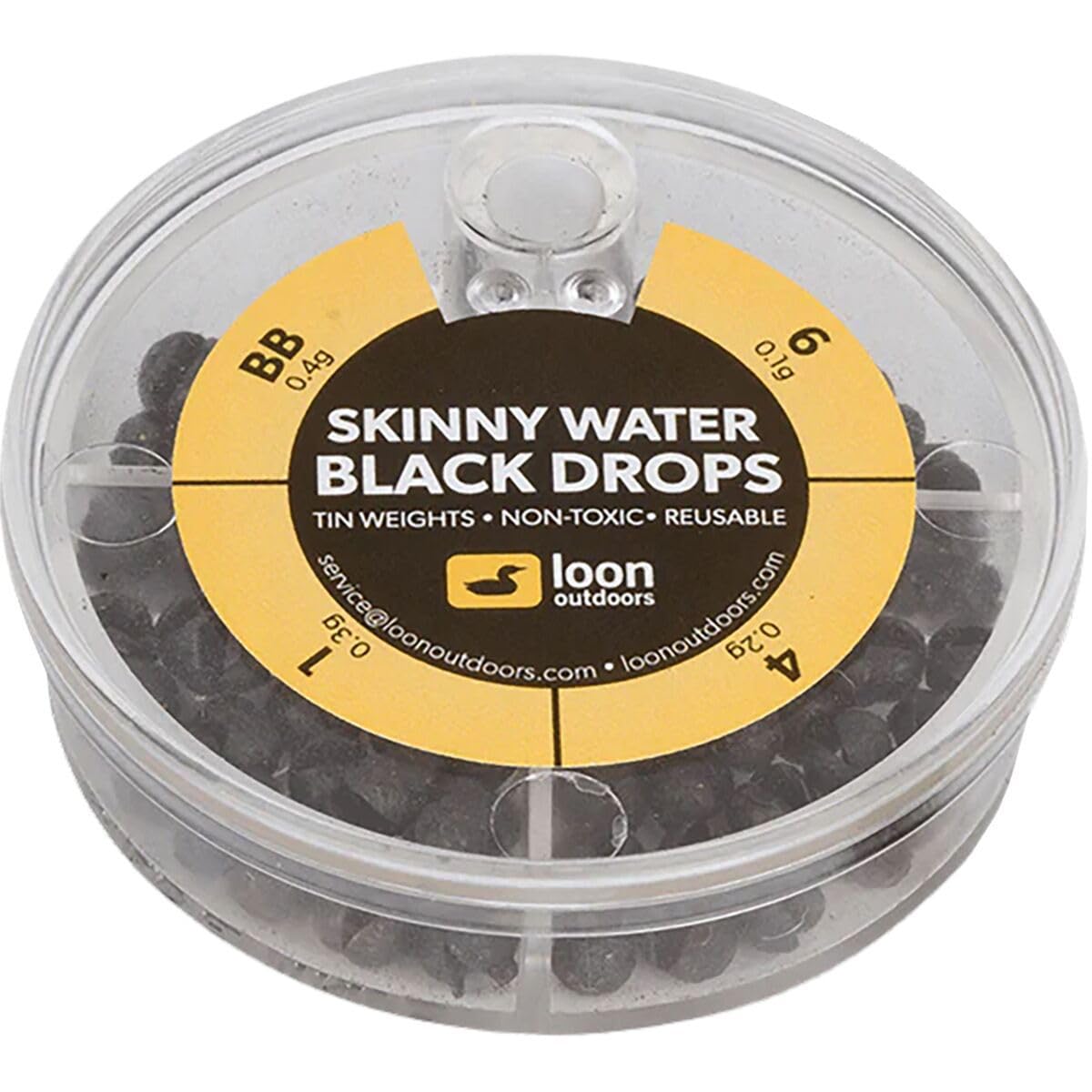 Outdoors Black Drops Split Shot | 4 Division - Skinny Water