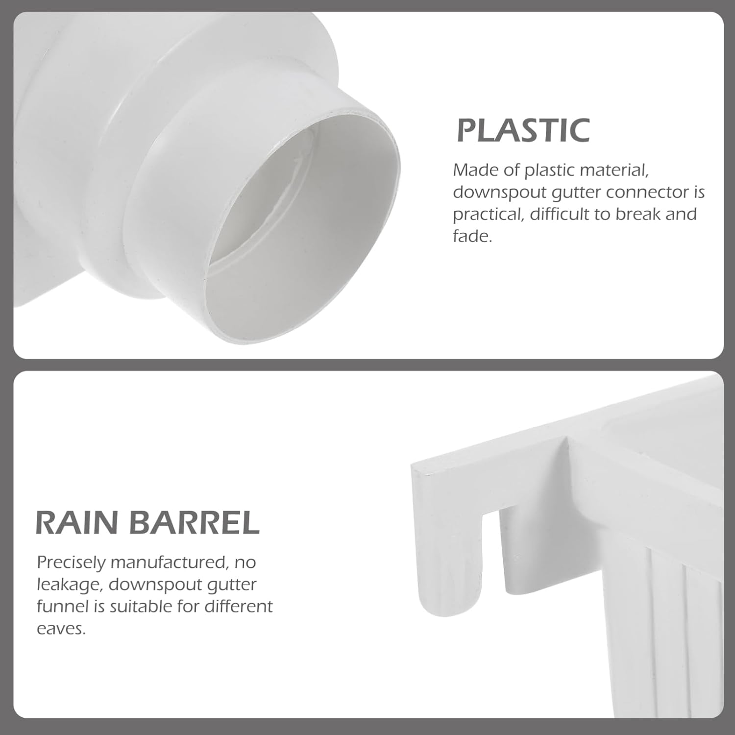 SEWACC Downspout Diverter Replacement Rainwater Collection Barrel Water Diverter, White Plastic, 10.43 x 6.06 x 8.07 Inch, Easy Installation for Gutter Downspout Connector
