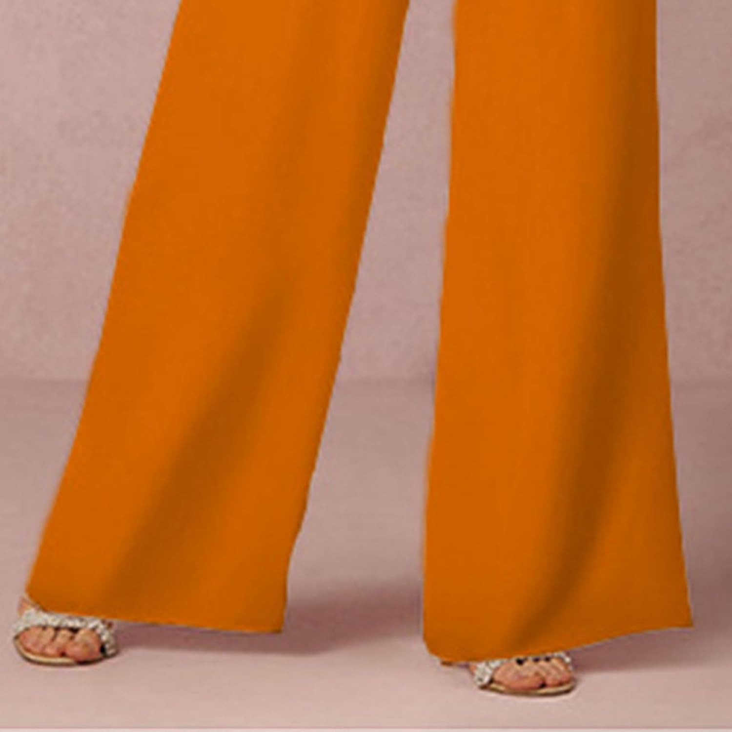 Womens Deep V Halter Jumpsuits Sleeveless Pleated High Waist Long Pants Rompers Solid Color Sexy Dressy Overalls
