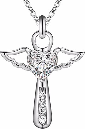 Pendientes De Mujer Con Diseño De Cruz Con Corazón Brillante, Plata De