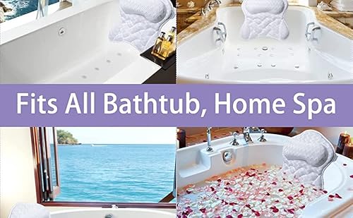 Bath Pillow, Tub Pillow for Bathtub Support Neck,Head and Back with Strong Non-Slip Suction Cups and Comfortabl 3D AirMesh Bath Pillow for Men and Women