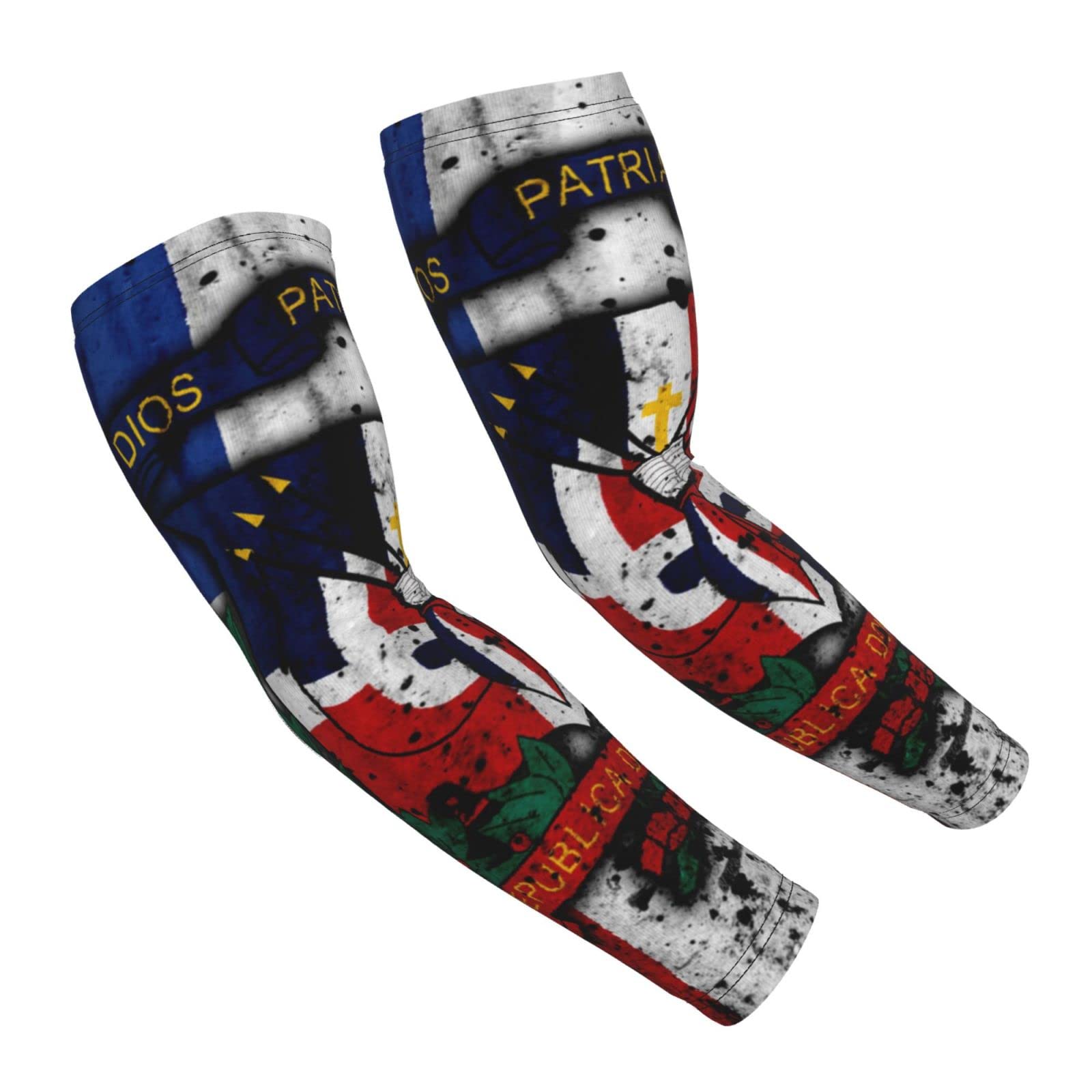 AYUNIXArm Sleeves for Men Women Dominican Republic Flag UV Sun Protection Sports Arm Sleeves Athletic Sleeves for Outdoor Protective Sports Running Golf Cycling Driving Fishing