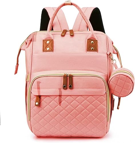 Mochila de pañales para bebé con cambiadores Cama impermeable de viaje 3 en 1 Cuna plegable unisex, Rosado, Classic