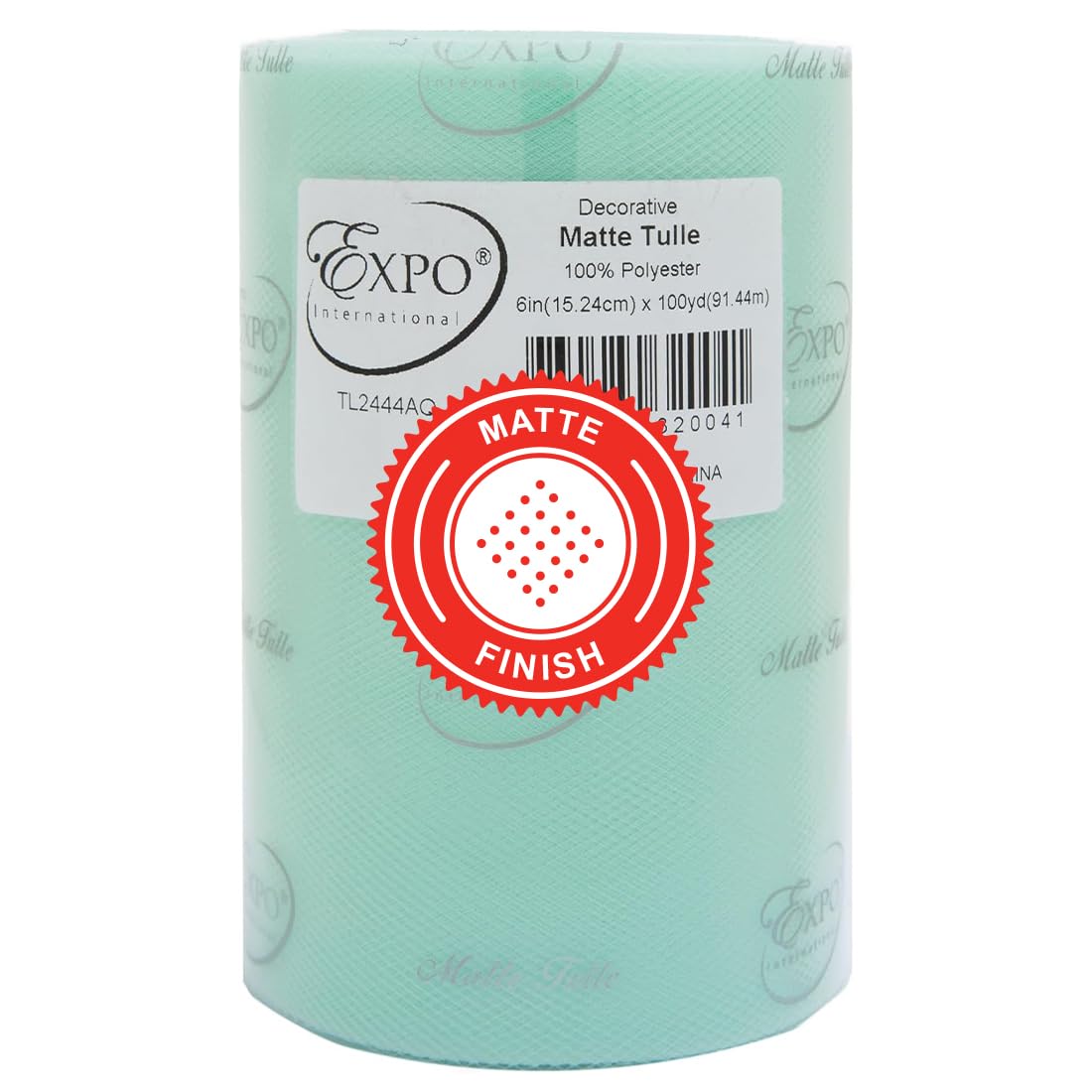 Expo International Decorative Matte Tulle, Roll/Spool of 6” X 100 Yards, Lightweight Polyester Tulle Fabric for Tutus, Costumes, and Party Decorations, Washable, Easy-to-Use, Aqua Blue