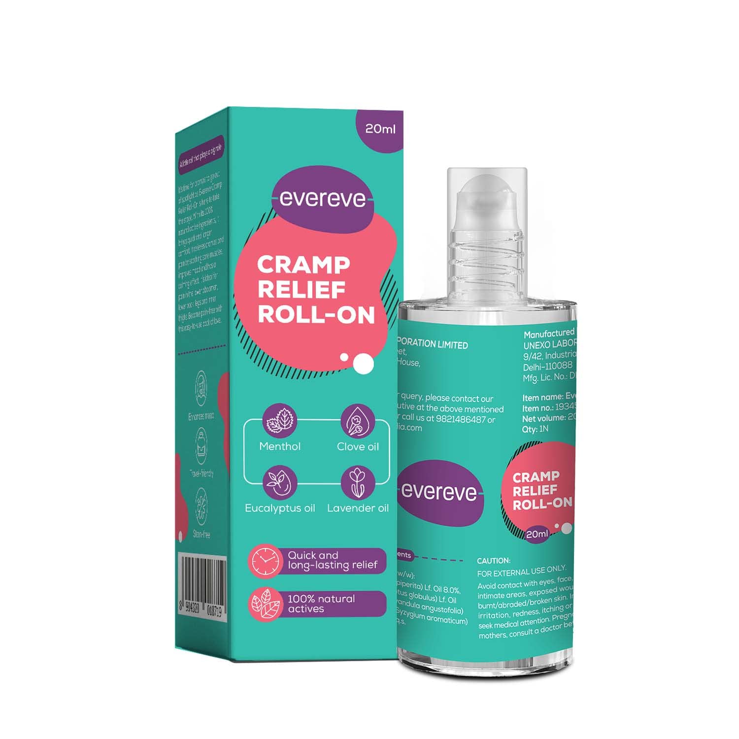 Evereve Menstrual Cramp Relief Oil, 20ml, Roll On for Women & Girls, 100% Natural, Instant Relief from Period Pain, Cramp Comfort, Easy to Use (B0BG2L56FW) Amazon Price History, Amazon Price Tracker