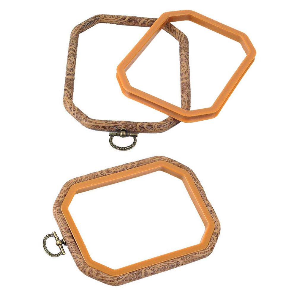 2 Pcs Embroidery Hoops Cross Stitch Hoop Ring Imitated Wood Circle Set Display Frame for Art Craft Handy Sewing and Hanging