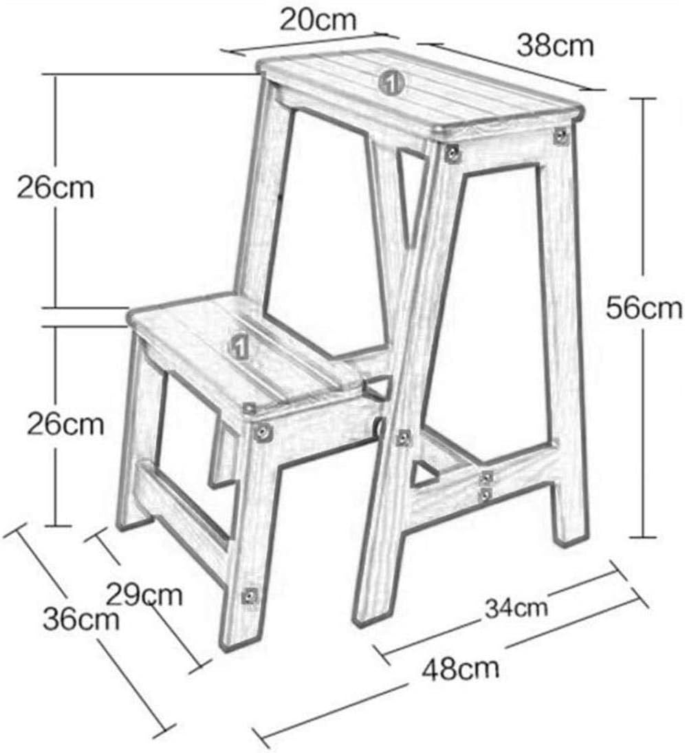 Multi-Purpose Solid Wood Step Ladder Racks Thickening Folding Steps Stairs Chair Ascending Stool (Color : Yellow)