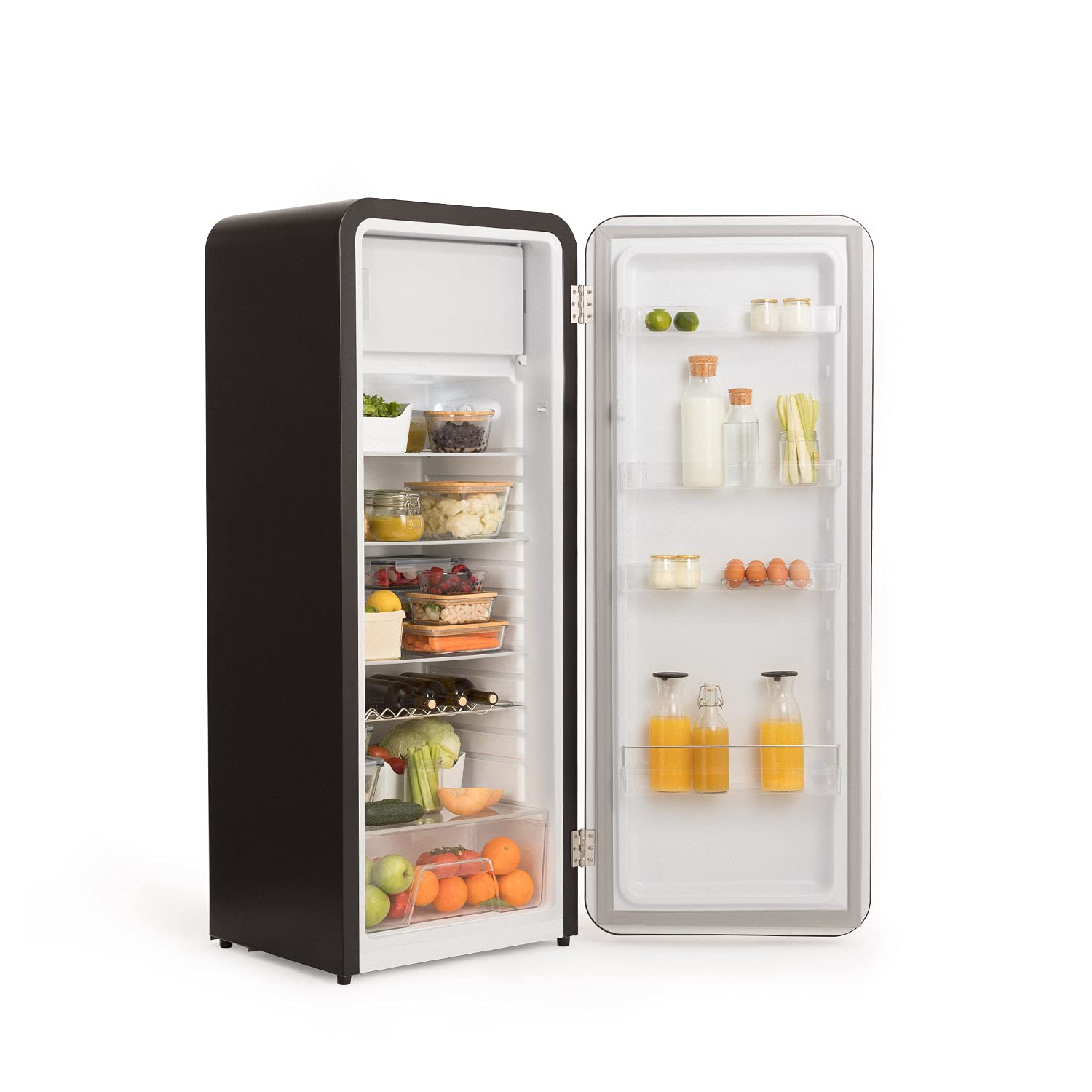 CREATE / RETRO FRIDGE 150 WOOD/Frigorífico blanco roto maneta madera con congelador 281L / 102W. bajo consumo. diseño vintage. 150cm. 3 estantes. regulador temperatura. botellero. 60x60x150cm — view 94