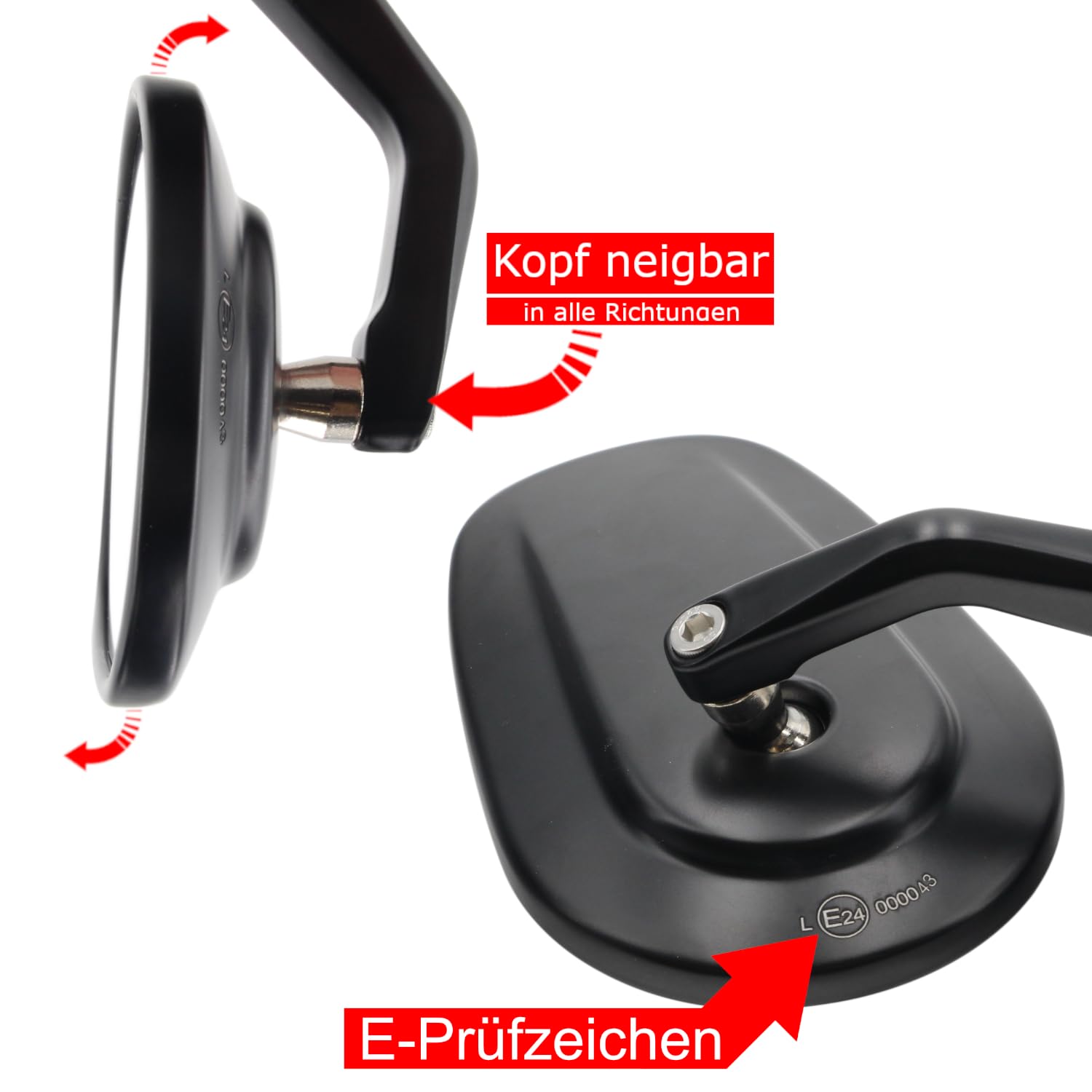 Area1 CNC/Alu Motorrad Lenkerendenspiegel Rückspiegel Set, Egeprüft kompatibel mit z.B. Duke SMC/R MT07 MT09 MT125 Z900 Z650 Z500 Z125 CMX CB Hornet SV650 GSXS GSF Bandit R12 S1000 Tuono RnineT