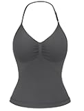 SoftHue Impact Longline Strappy Top Women's Halter Workout Tank Tops Backless Gym Longline with Adjustable Strap
