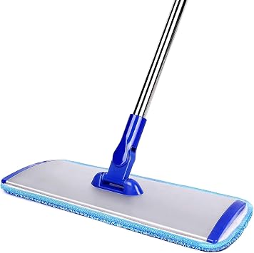 Professional Hardwood Floor Mop - 18" Microfiber Flat Mop with Washable Pad, Adjustable Stainless Steel Handle 35.5"-51" for Wet and Dry Mopping on Laminate, Tile & Vinyl Floors