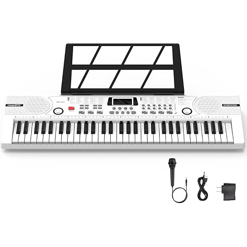 61 keys keyboard piano, Electronic Digital Piano with Built-In Speaker Microphone, Sheet Stand and Power Supply, Portable piano Keyboard Gift Teaching for Beginners