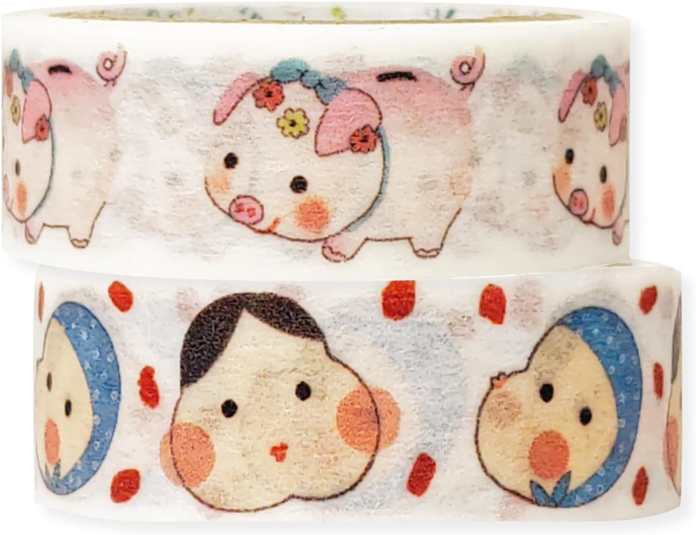 シール堂 Seirdo Masking Tape, Daily It’s Washi Tape, 2 Rolls, Set of 2, Saving Pigs, Hyottoko, 16.4 ft (5 m) Rolls, Shinzi Katoh ks-wt-20025
