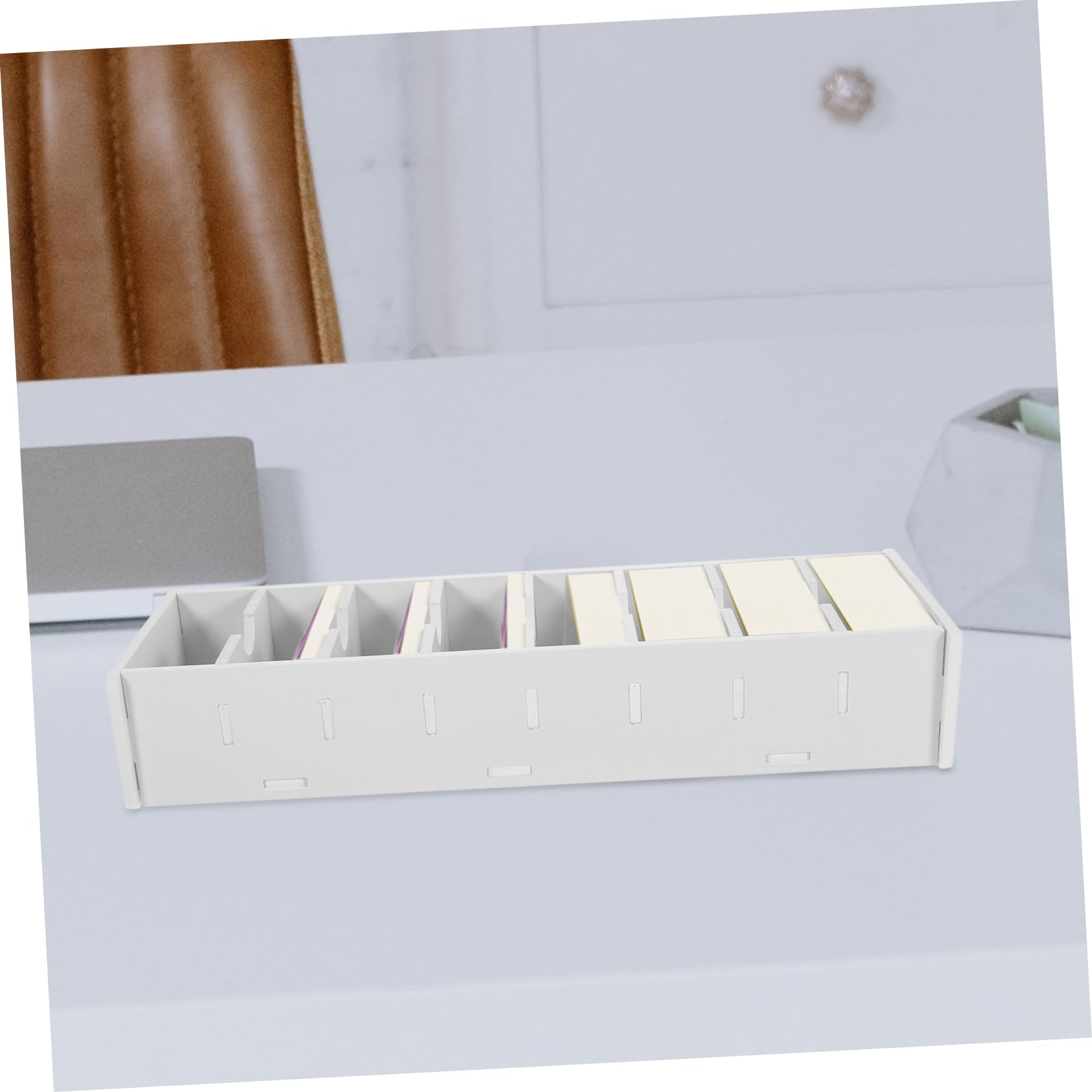 DOITOOL 3 Pezzi Organizer Ufficio Bianco PVC Multilivello per Biglietti Visita Custodia con Supporto Scrivania per Esposizione e Archiviazione Professionale