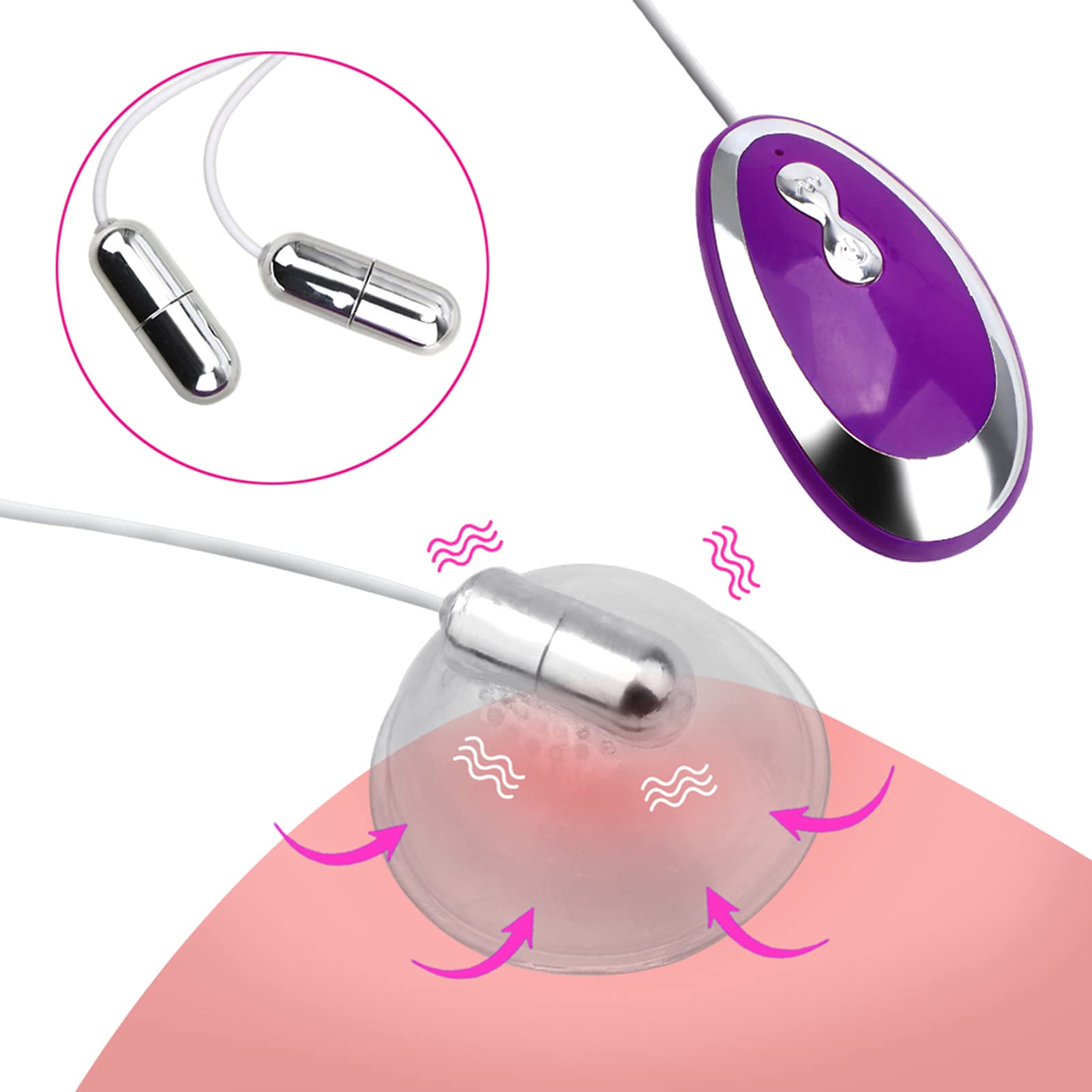 Vibromasseur 20 Modes Sucker de Mamelon Vibrantes,Juguetes Sexuales Pour Femme Appareil de Massage Pompe Stimulateur De Poitrine Adulte pour Couple/Femme/Homme,Rosado