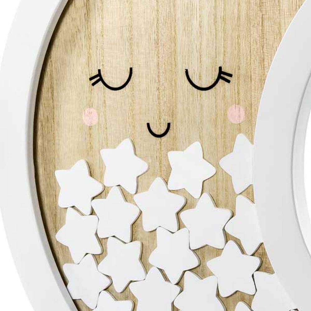 Luck and Luck Wooden Moon Guest Book Frame Christening, White - Image 4