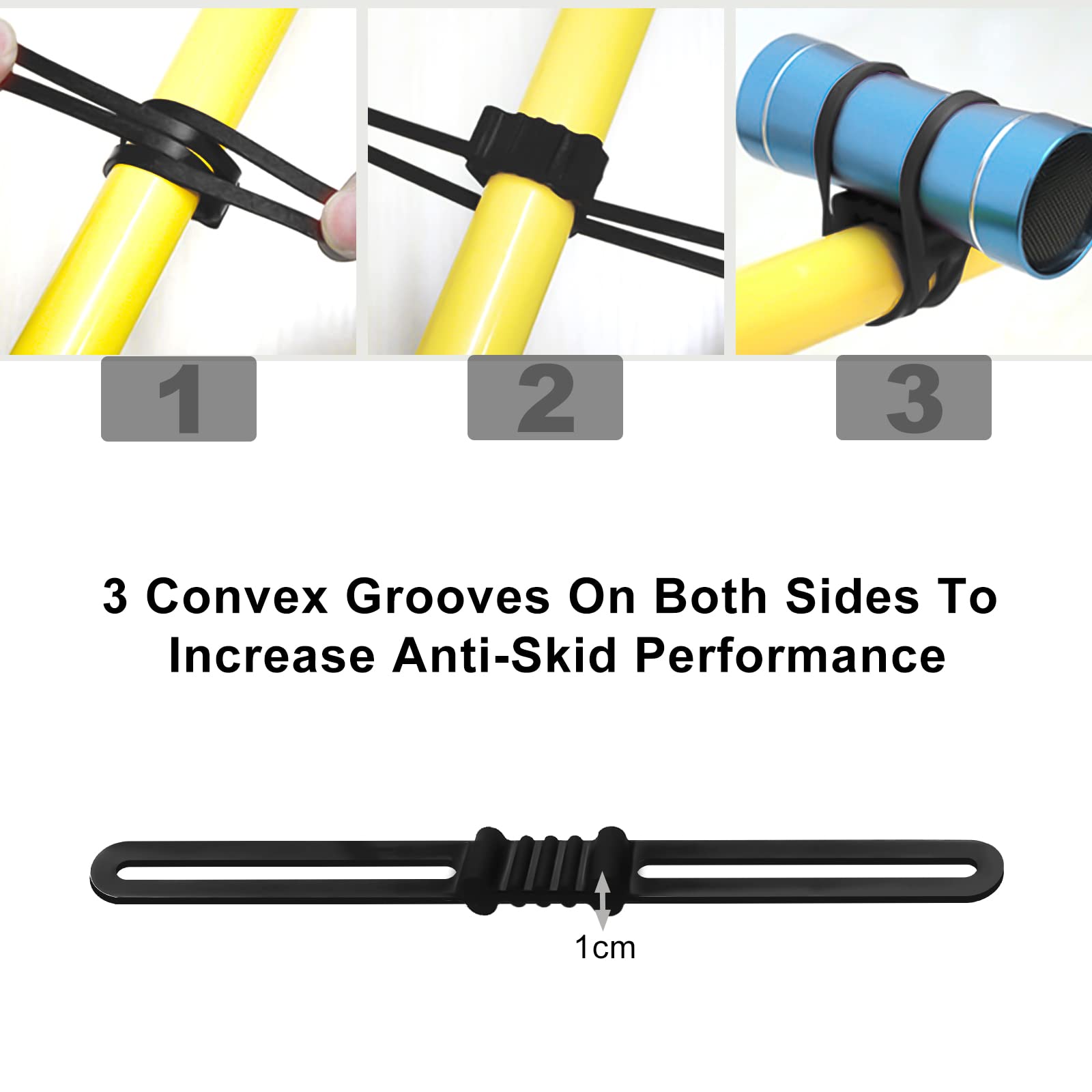 10 Sangles Silicone Pour Vélo - Multifonctions - Fixation Téléphone, Lampe, Haut-Parleur - 3 Tailles