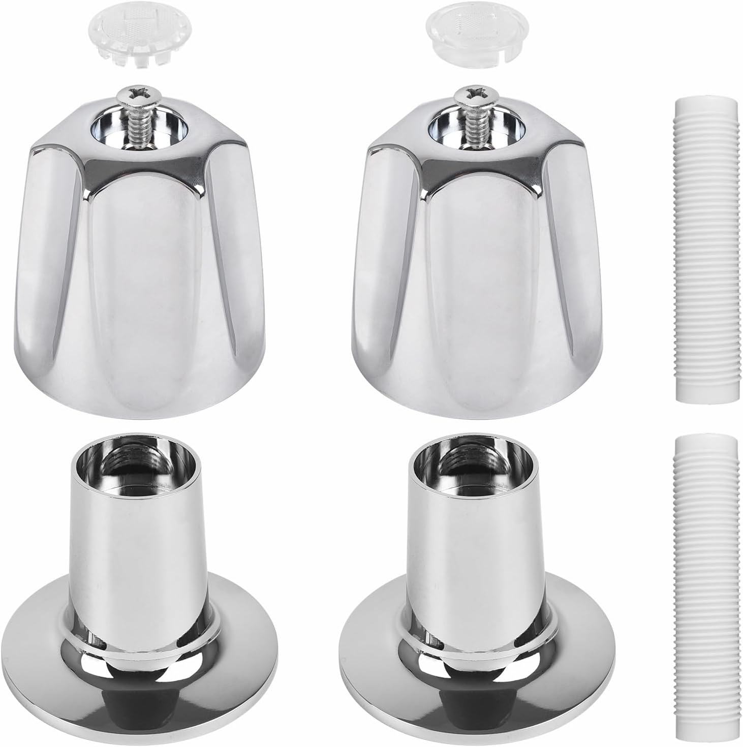 2 Pieces Shower Knob Replacement Brushed Nickel Hot/Cold Faucet Handle with Flange Base Compatible with Price Pfister Verve Tub Shower Handle Remodeling Trim Kit Fit 12 Tooth Broach Valve Stem