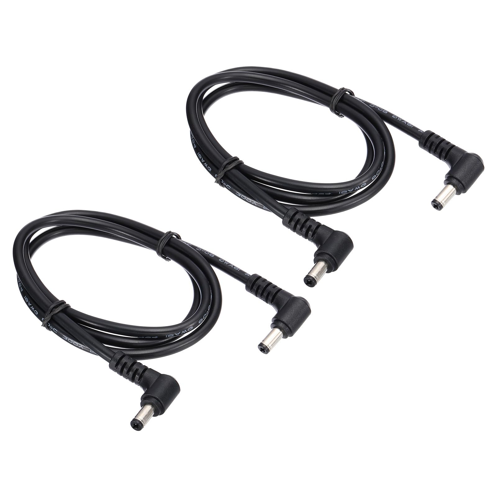 PATIKIL 3Ft 5.5 x 2.1mm Male to Male DC Power Cable, 2Pcs 18AWG Wire Adapter 90 Degree Right Angle Connector Cord for LED Strip DVR Router Surveillance Camera