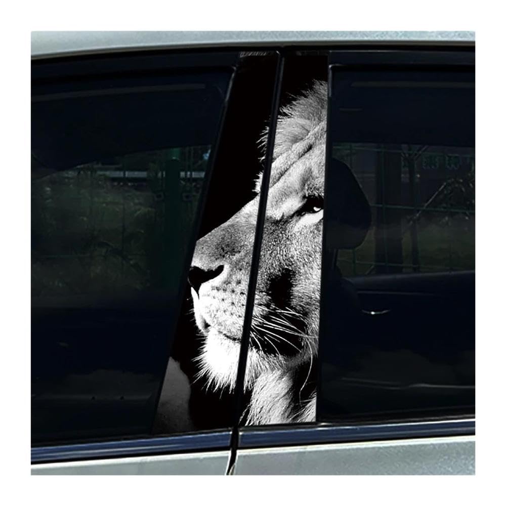 Body Parts 2PCS Christian Jesus Lion Cross Car Center Pillar Sticker B Pillar Protective Film Decoration(D)