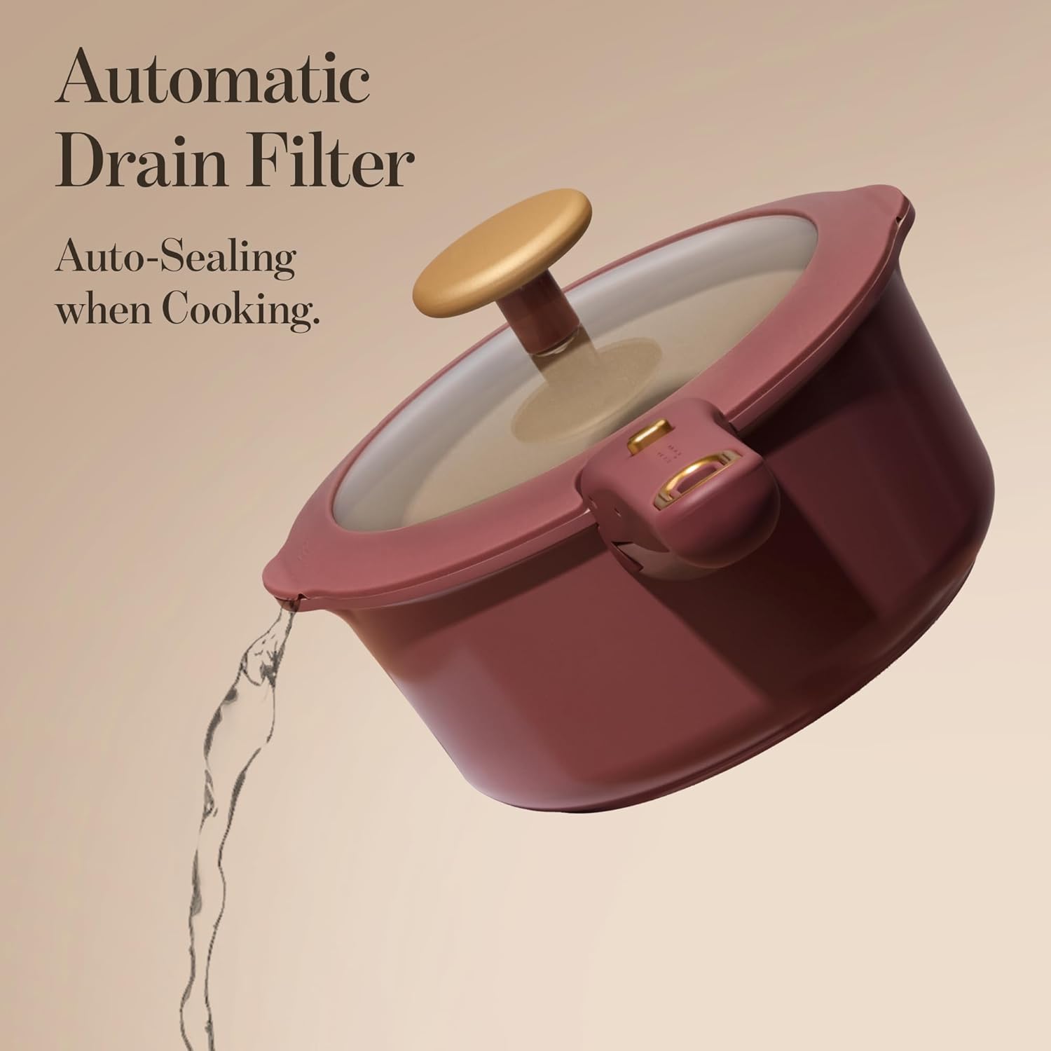 CAROTE 2.0Qt & 3.0Qt Titanium Nonstick Reinforced Sauce Pan Sets with Lid, Non-Stick Saucepans Cookware Set with Pour Spout with Detachable Handle, PFOS, PFOA Free, Induction Comptable, Burgundy