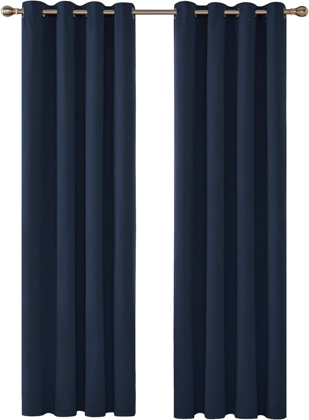 Deconovo Ring Top Curtains Thermal Insulated Eyelet Blackout Curtains for Girls Bedroom 140x260cm Navy Blue 1 Pair
