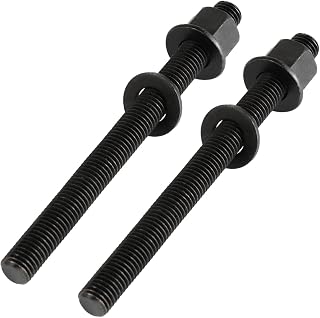 USAMILY M12 Fully Threaded Rod with Hex Nuts, Carbon Steel Studs, 80mm Length, Pack of 2 (M12 x 130mm)