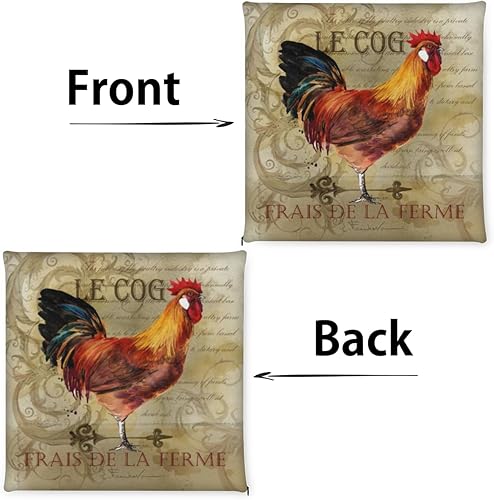 Miniatura 6 de Bardic Cojín para silla, 1 paquete de cojín de espuma viscoelástica con diseño de gallo vintage, almohadillas cuadradas extraíbles para sillas de