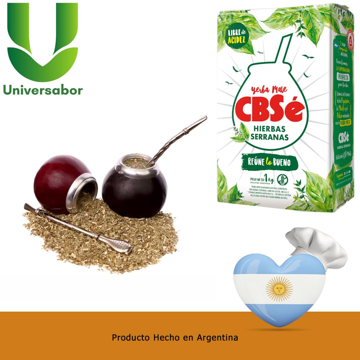 Yerba Mate CBSe Hierbas Serranas 1 kg (Pack de 2) – Sabor Refrescante y Natural