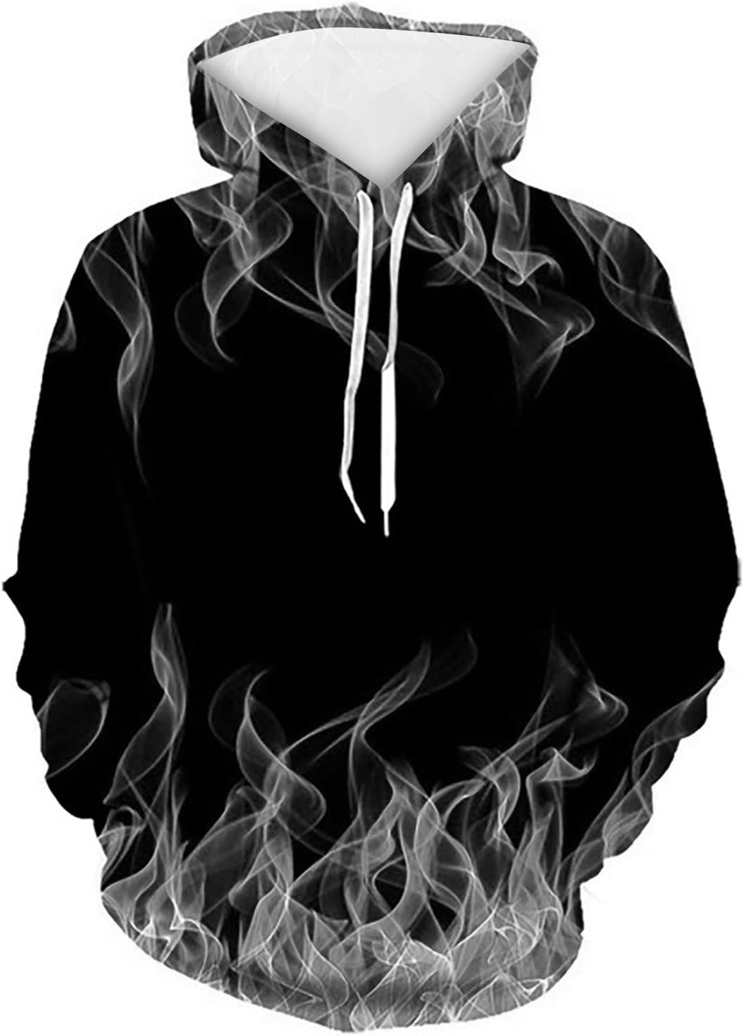 Men's Flame Graphic Hoodie Pullover Long Sleeve Streetwear | Flame Graphic Print With Drawstring Hood And Relaxed Pullover Fit For Streetwear, Casual, And Daily Outfits