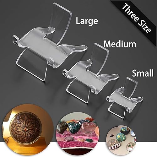 Miniatura 7 de Hipiwe Paquete de 10 soportes de exhibición triangulares acrílicos Caballete de exhibición de plástico transparente para geodas, rocas, ágata