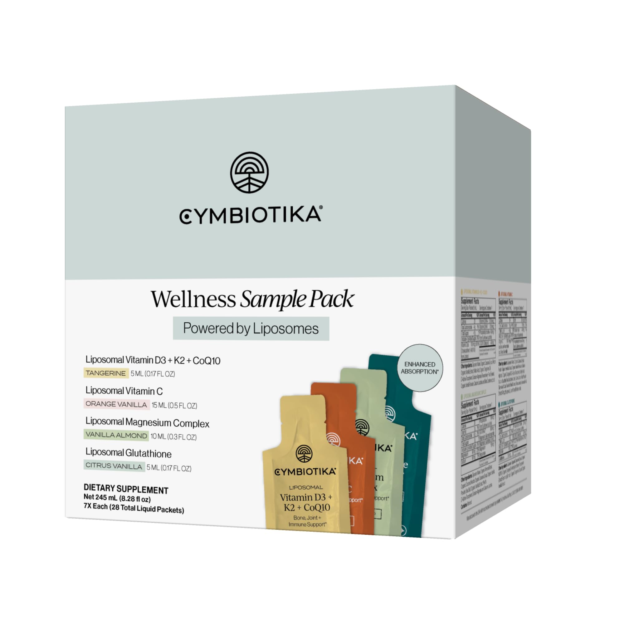 CYMBIOTIKA Liposomal Essentials Sampler, 4 Daily Favorites, 28 Packets