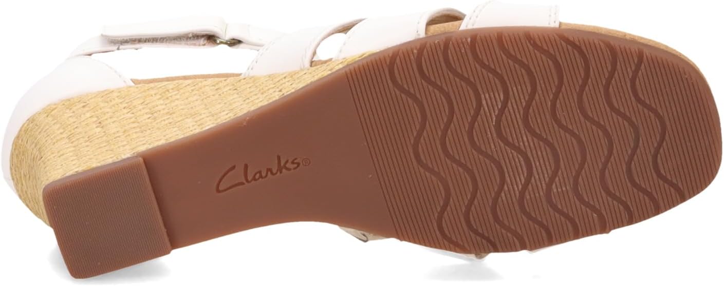Clarks Women's Kyarra Joy Wedge Sandal, White Leather, 7 - Image 7