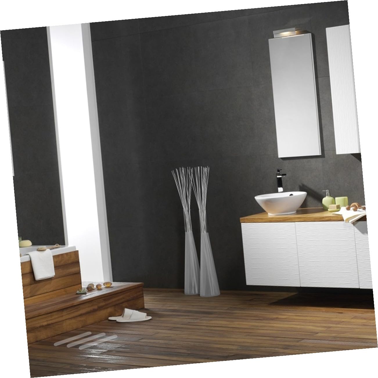 Lurrose Tiras Antideslizantes Transparentes 15x61 Cm 10 Unidades para Escalera y Ducha, Cinta de Seguridad para Suelo de Bañera y Pegatinas Antideslizantes para Ducha Material Peva