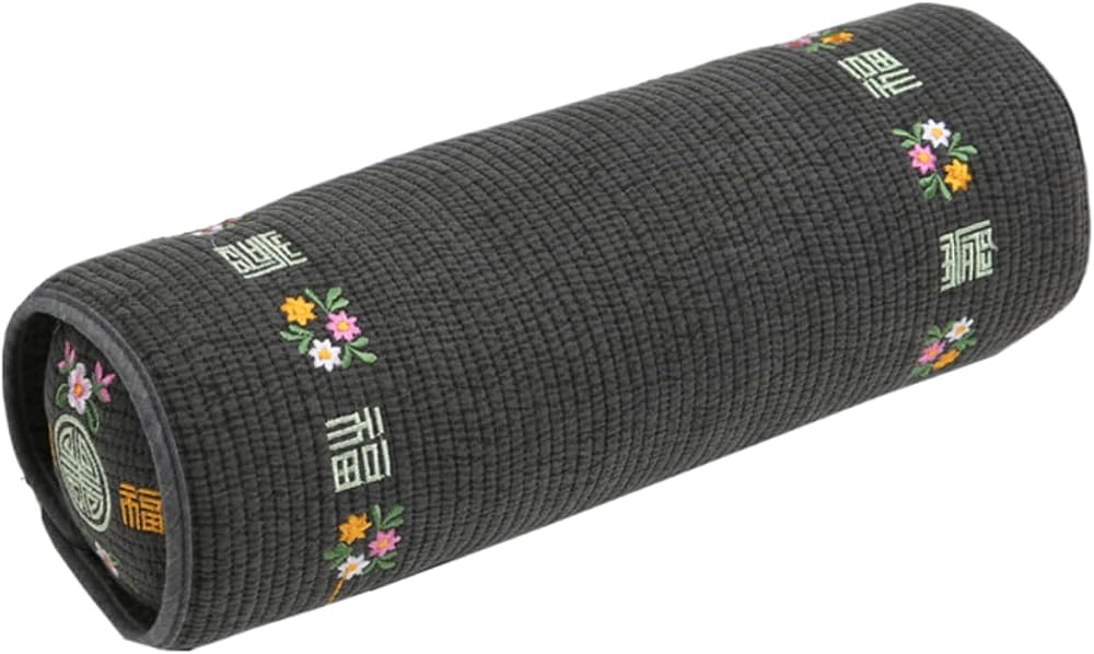 12-inch Korean Buckwheat Cervical Neck Roll — Compact Cypress-Filled Bolster Pillow for Targeted Neck Support (BTS Jungkook's Pick) — Adjustable Firmness, Organic Cotton Cover
