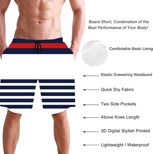 Miniatura 5 de Traje de baño para hombre de secado rápido pantalones cortos de playa de verano con cintura elástica con forro de malla y bolsillos