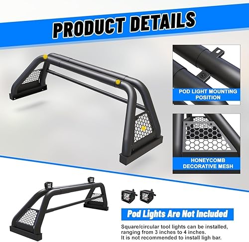 Miniatura 6 de ROXX Barras antivuelco para camionetas universales, barra enrollable Sport Chase Rack para varios tipos de camionetas, Toyota Tacoma 2001-2023Toyota