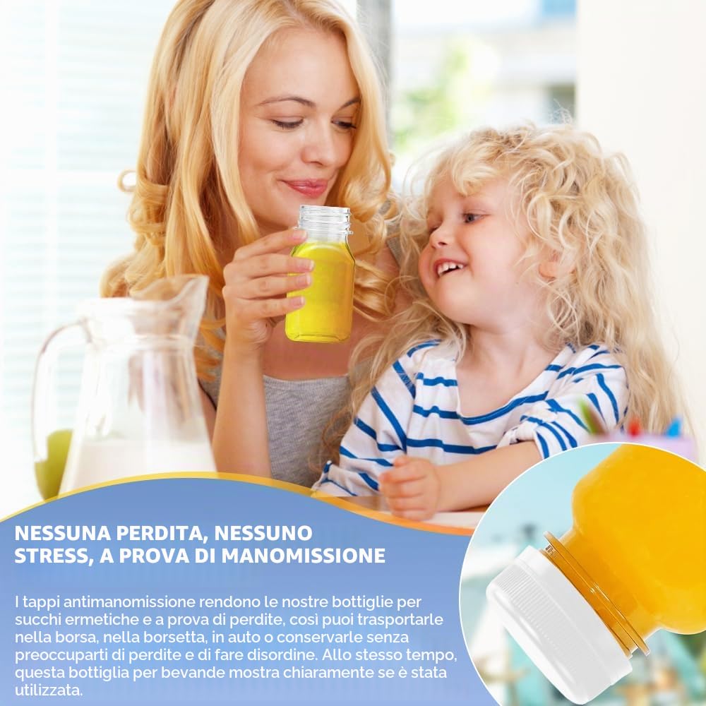12 Pz Mini Bottiglia di Plastica 125ml Bottiglia di Succo Frutta con Coperchio Bottiglie Vuote Riutilizzabili Piccola Bottiglia Bevande Trasparente Bottiglie per Bevande Succo Fatte in Casa